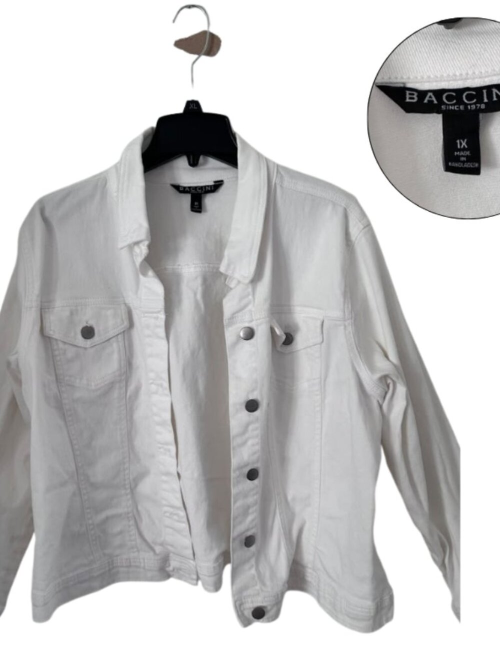 Baccini 1X White Denim Jacket Plus Size